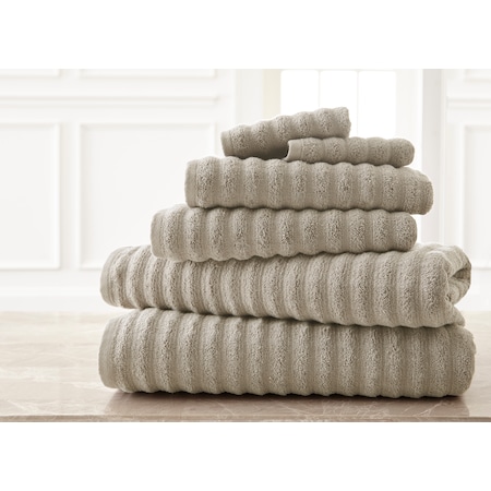 Wavy Luxury Spa Collection 6 Piece Quick Dry Towel Set Gray
